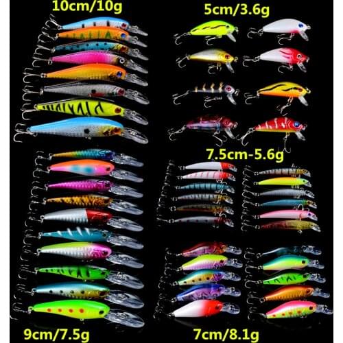 Hot 48pcs/lot Fishing Lures Hard Baits Mixed 5 Different Style Minnow Models or 48 Color Minnow Lure Fishing Tackle Wholesale