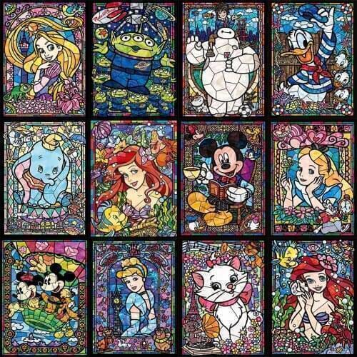 Disney 5D DIY Diamond Painting Color Series Cartoon Mickey Cross Stitch Kit Inlaid Diamond Mosaic Home Decoration Painting