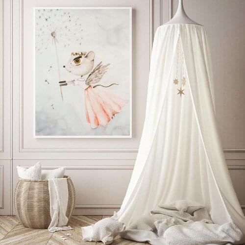 Angle Fox Princess Dandelion Wall Art Canvas Painting Nordic Posters Prints Magic Wand Crown Wall Pictures Baby Kids Room Decor