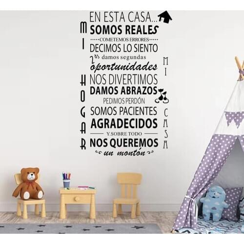 House Rules Wall Art Sticker Spanish EN AQUESTA CASA Rules Vinyl Wall Decals In This House Rule Wall Sticker Home Decor