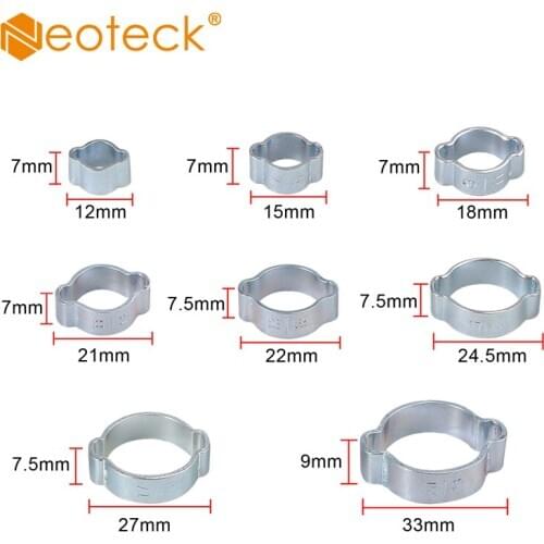 Neoteck 140Pcs 5-23mm Worm Drive Fuel Water Hose Pipe Clamps Clips Hose Fuel Clamps Kit Double Ears Clamp For Agriculture