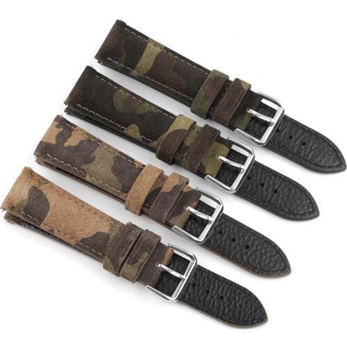 Onthelevel New Suede Watch Band 18 20 22mm Camouflage Suede Leather Strap Wrist Bracelet Replacement Watchband #E