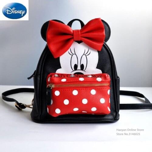 Disney Genuine Authorized Fashion Creativity Easily Go out Childrens Dual Use Mickey Minnie Red and Black