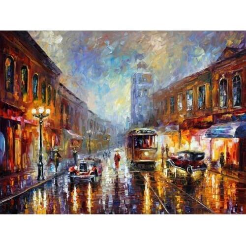 Landscape Modern paintings with Palette knife art oil on Canvas los angeles Handmade high quality
