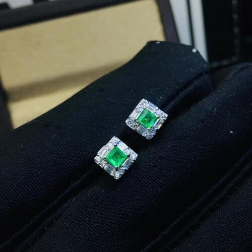 Simple small round natural red ruby stud earrings Natural sapphire Emerald earrings S925 silver women wedding gift fine jewelry