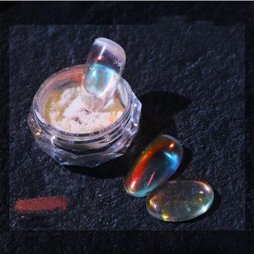 R3MF Nail Powder Holographic Nail Art Accessies Powder Holo Nail Powder Rainbow Dewdrop Mirror Effect Multi Color Manicure