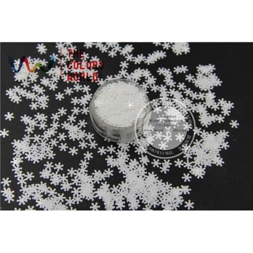 TCM1200 Solvent Resistant White color Glitter Snowflake shape 6mm spangles for Nail Art and DIY supplies