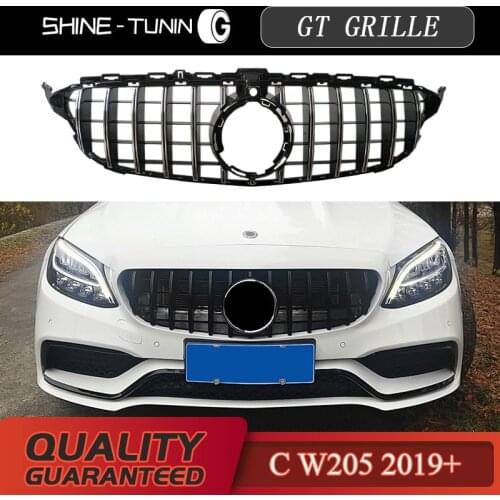 Suitable for M-B New C class W205 GT R GTR grill radiator gloss black grille 2019+ sports edition grille without emblem