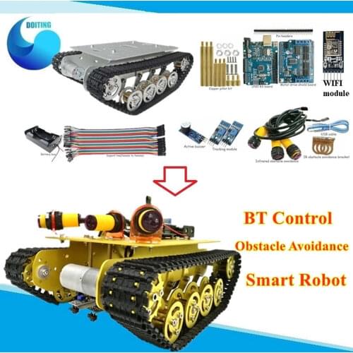 TS100 Bluetooth Control Obstacle Avoidance Robot Tank Chassis Shock absorbing Crawler Car Mobile Robot Controled by Phone