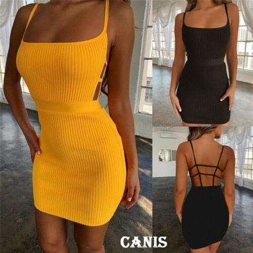 Sexy Women Dresses Strap Hollow Backless Bandage Mini Dress Party Cocktail Slim Short Mini Dress Summer Dress Clubwear Hot New