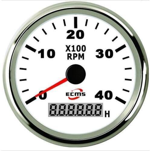 Marine Boat Yacht Car Tachometer RPM Gauge LCD Hourmeter 9-32V 0-4000 RPM 85mm 3.35 Inch 316L Bezel