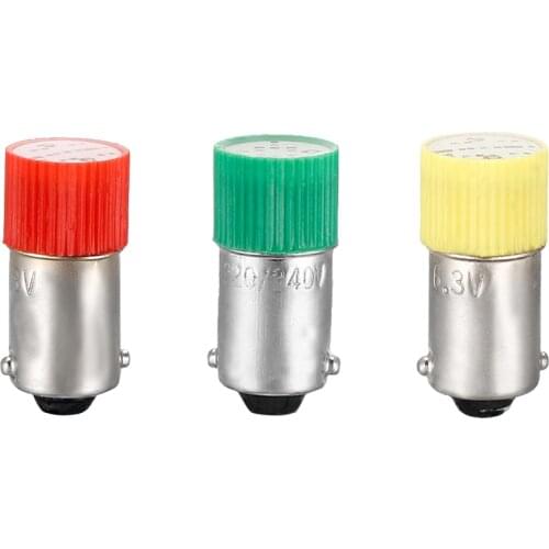 Uxcell 3-10pcs LED Bulbs 6.3V 220V-240V Interior Light Red Green Yellow BA9s Base Bulb 23 x 10mm Signal Indicator