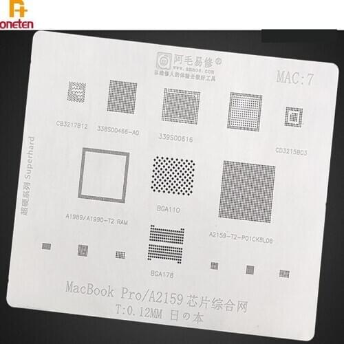 Amao Bga Reballing Stencil For Apple Macbook A2159 A1707 A1706 A1534 A1989 MAC SSD Hard Disk CPU Power IC Nand Reball Net