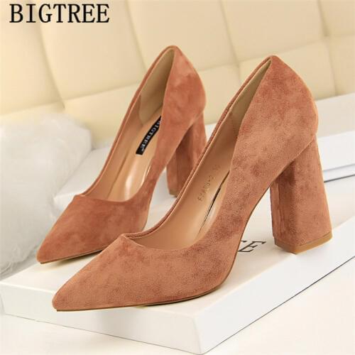 Thick Heel Women Pumps Office Shoes Women Luxury Heels 2020 Women Black Heels Bigtree Shoes Ladies High Heel Shoes Buty Damskie
