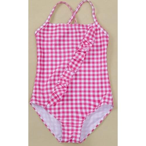 2020 New Girls Swimwear One Piece Children Swimsuit 4-10 Years Girls Ruffle Swimsuit Bathing Suit Swimwear Beach Wear 1036