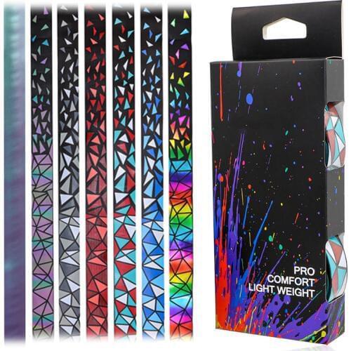 Road Bike Handlebar Tape Cork EVA PU Bicycle Rainbow Bar Tape Professional Cycling Damping Anti-Vibration Wrap With 2 Bar Plug