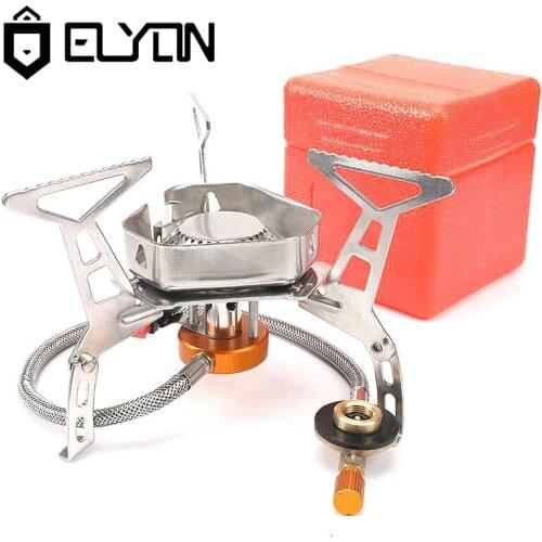 ELYON Outdoor Picnic BBQ Gas Stove Windproof Camping Gas Burner 3500W Tourist Equipment Folding Backpack Stove For Hiking