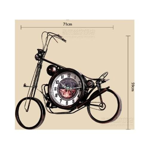 Vintage Wrought Iron Motorcycle Clock Bar Decoration Electronic Clocks Living Room Home Wall Clock Living Room Creative Fashion