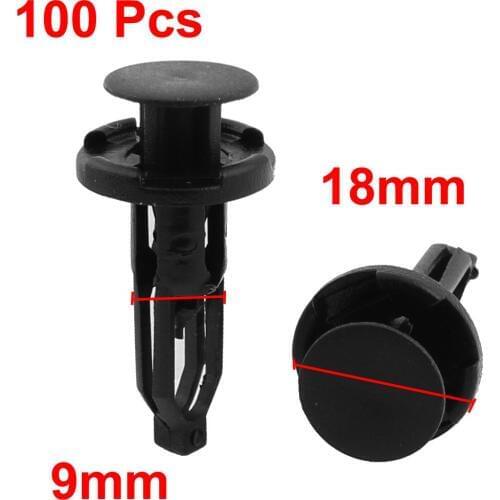 X Autohaux 100Pcs Car 9Mm Hole Black Plastic Rivets Fastener Bumper Clips