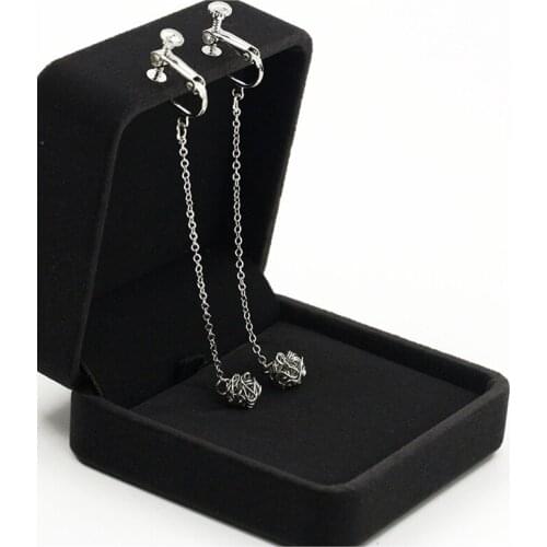 Long Chain Hollow Balls Pendant Clip Earring Non Pierced Earrings for Women Luxury Clip on Earrings Jewelry Party Gift