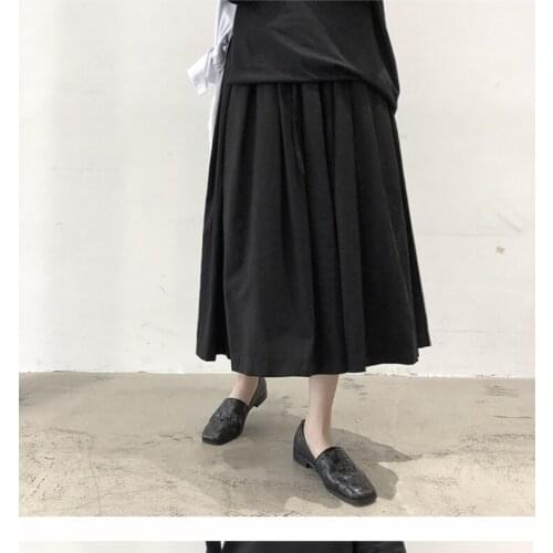 Large 2021 new fashion drape skirt womens summer bandage BLACK PLEATED high waist skirt