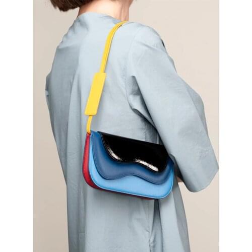 Women bag new PU Flap crossbody bag Irregular Fashion Patchwork Hasp Soft shoulder bag purse Euro-America style designer bag