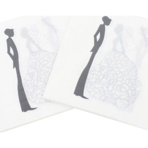 20Pcs Bride Groom Party Paper Napkins Wedding Table Decoupage Bridal Shower Tissue Serviettes Party Decor Supplies 2018