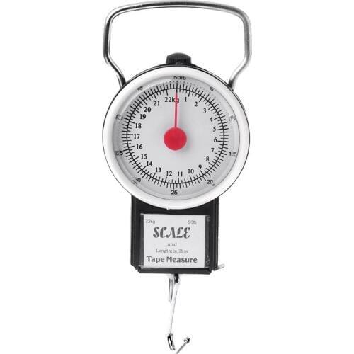 22kg/50lb Portable Hanging Scale Balance Fish Hook Weighing Balance Kitchen With Measuring Tape Measure Fishing Scales