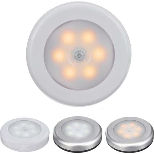 3pcs LED Night Lights With Magnet Wireless PIR Motion Sensor LED Battery Wardrobe Closet Puck Light Under Cabinet Downlight