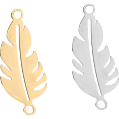 5pcs Tree Leaf Connector Findings Stainless Steel Charm Connectors Pendants DIY Bracelet Earrings Jewelry Making Supplies