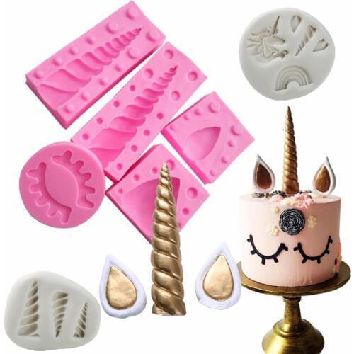 Unicorn Horn Ears Eyelash Silicone Mold Form Cake Decorating Tools Chocolate Gumpaste Sugarcraft Cake Baking Confectionery Tool