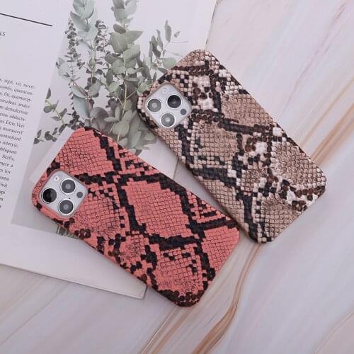 Pink Snake Skin Texture Leather Phone Cover For iphone 11 12 Pro Max Mini 7 8 Plus X XR XS Luxury Shockproof Back Case Coque