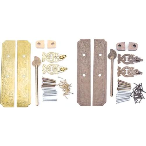 Pure Copper Antique Door Handles Kit Retro Chinese Style Gate Pulls Furniture