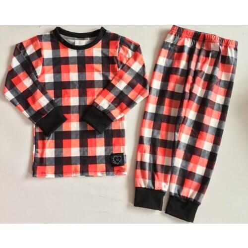 Baby Kids Plaid Pajamas Sets Cotton Christmas Sleepwear Suit Girls Pajamas Long Sleeve Pajamas Tops+Pants Children Clothes Sets