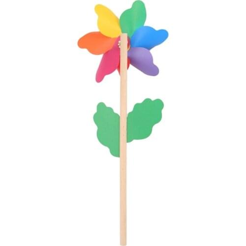Wood Windmill Wind Spinner Pinwheels Home Garden Yard Decoration Kids Toys New