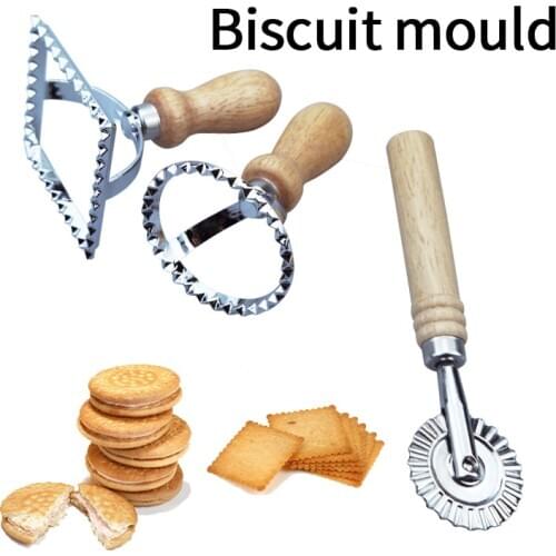 Zinc Alloy Biscuit Mould for Kitchen Baking Solid Wood Handle Flower Side Cookie Cutter Cake Mold Baking Appliance Kitchen Tools