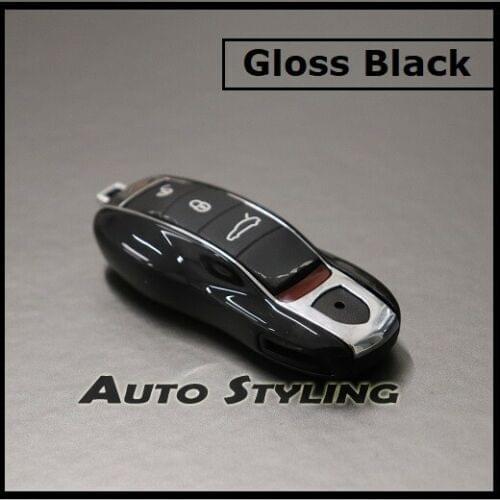 Gloss Black Key Cover For Porsche Remote Case Shell Housing Side Painted Trim