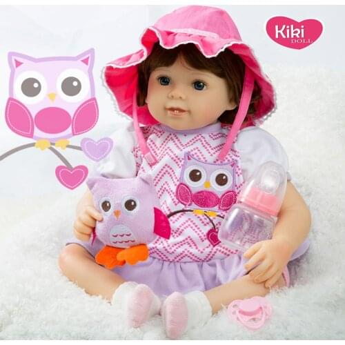 Reborn Toys 56cm Soft Silicone Reborn Dolls Surprises Gifts Baby Realistic Doll Boneca Reborn Doll with Owl Toy For Girls