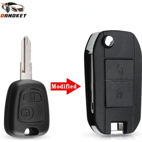 Dandkey 2 Buttons Modified Flip Remote Entry Key Shell Case For Peugeot 106 206 306 406 307 107 207 407 For Citroen C2 C3 C4 C5