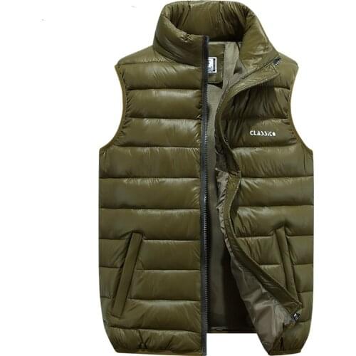 Winter Mens Sleeveless Jacket Big Sizes Black Vest Autumn Casual Warm Thick Coats Male Cotton-Padded Fashion Men Waistcoat Vest