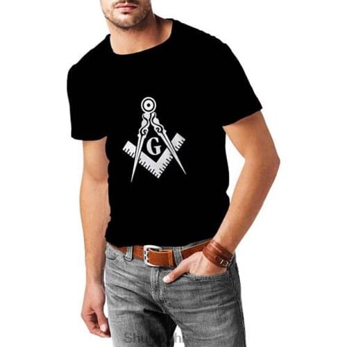 Mens cotton tshirts Masonic Freemason Square and Compass Logo Short Sleeve T-Shirt summer brand top tees free shipping