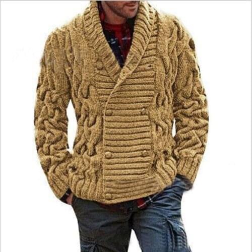 2021 Mens Twist Cardigan Sweater Youth Lapels Casual Sweater