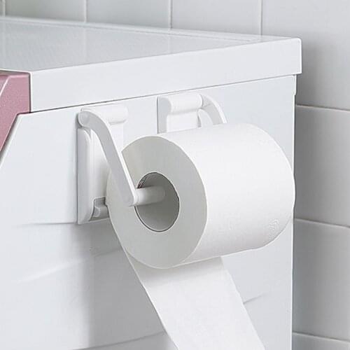 Plastic Magnetic Roll Paper Holder Wall Mounted Towel Rack for Refrigerator Bathroom White 2 Pairs