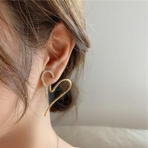New Korean Vintage Cute Elegant Love Heart Drop Earrings For Women Geometric Gold Color Metal Party