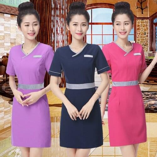 New style beautician work clothes dress massage technician work clothes foot bath pedicure technician one-piece dress can be emb