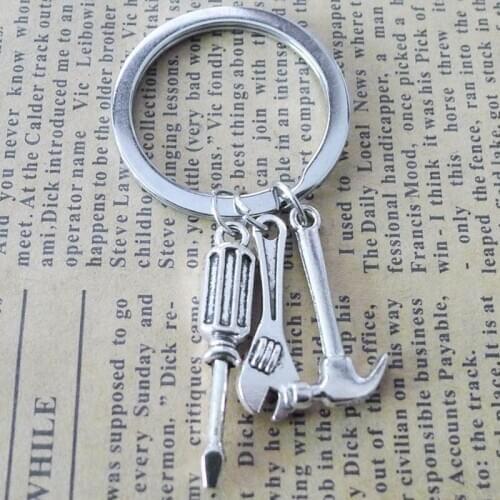 New Tools Key Chain Hammer Screwdriver Wrench Keychain "If Dad can`t fix it" Dad Tools Fathers Day Gift Jewelry Key Ring