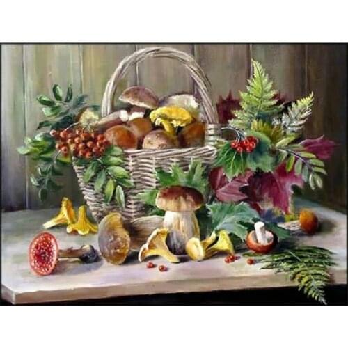 New arrivals mushroom diamond embroidery sale basket,full square round diamond painting diy mosaic handmade christmas gift art