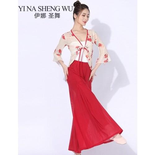 Chinese Dance Classical Style Dance Practice Clothes Womens Clothing Gauze Elegant Ancient Style Suit Performance Costumes New