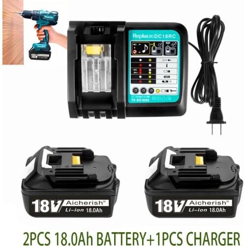 With Charger BL1860 Lithium Ion Rechargeable Battery Makita 18V 18000mah 18Ah for BL1840 BL1850 BL1830 BL1860B LXT400 Li-ion