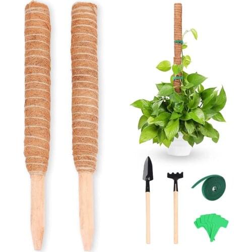Moss Pole Plant Stakes Supports for Potted Plants - 2Pcs 16 Inches Moss Stick for Climbing Plant Coco Coir Poles